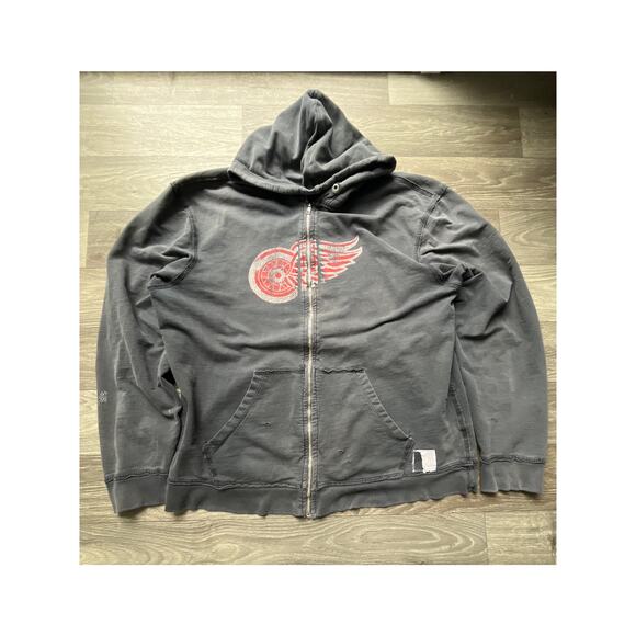 Thrashed Retro Brand Detroit Red Wings Zip Hoodie - Picture 1 of 8